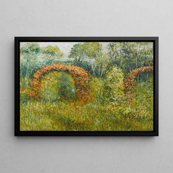 Givernyn ruusutarha - Blanche Hoschedé-Monet — kehystetty taideteos seinällä
