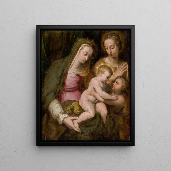 La Sainte Famille - École bolonaise — kehystetty taideteos seinällä