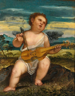 Bonifacio Veronese - Cupid With A Violin In A Landscape.webp
