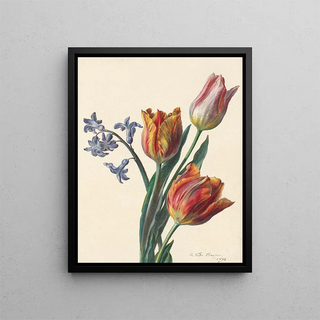 C de Haspe - Drie tulpen en een takje hyacint.webp