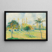 Pommiers-maalaus, syksyn vaikutus - Camille Pissarro — kehystetty taideteos seinällä
