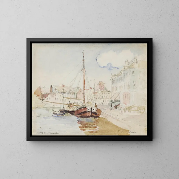 Port de Bruxelles - Camille Pissarro — kehystetty taideteos seinällä