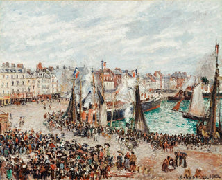 Camille Pissarro - The Fish Market Dieppe Grey Weather Morning.webp