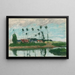 Kylä järven rannalla - Camille Pissarro — kehystetty taideteos seinällä