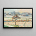 Näkymä Bazincourtin kylästä lumisateessa - Camille Pissarro — kehystetty taideteos seinällä