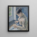 Nuori maalaistyttö juo kahvia - Camille Pissarro — kehystetty taideteos seinällä
