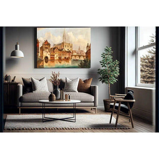 Canal près de la Cathédrale de Strasbourg par Ferdinand Lepie | Reproduction Tableau Décoration murale affiche copie