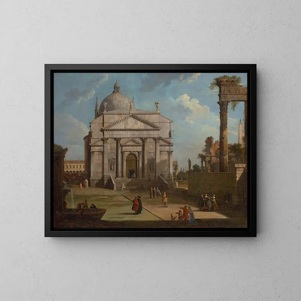 Un caprice avec l'église du Rédempteur - Canaletto — kehystetty taideteos seinällä