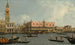 Canaletto - Le Molo Piazzettan ja Doge-palatsin kanssa Bacinon rannalta — näkymä teoksesta