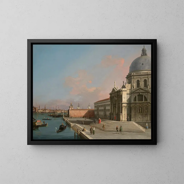 Venetsia, suuri kanaali itään päin Santa Maria della Salute - Canaletto — kehystetty taideteos seinällä