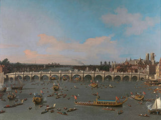 Westminsterin sillasta kaupunginjohtajien kulkueen kanssa Thames-joella - Canaletto — näkymä teoksesta