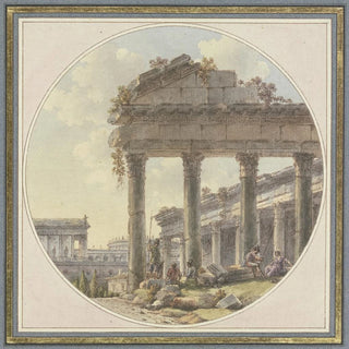 Caprice architectural Ruine de temple et figurines - Victor Jean Nicolle