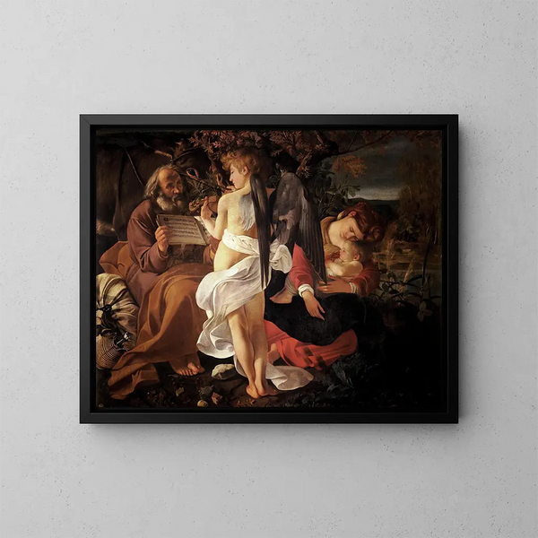 Repos pendant la fuite en Égypte - Le Caravage — kehystetty taideteos seinällä