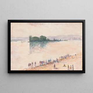 Carel Nicolaas Storm van sGravesande - Gezicht vanaf de oever over de volle breedte van een rivier.webp
