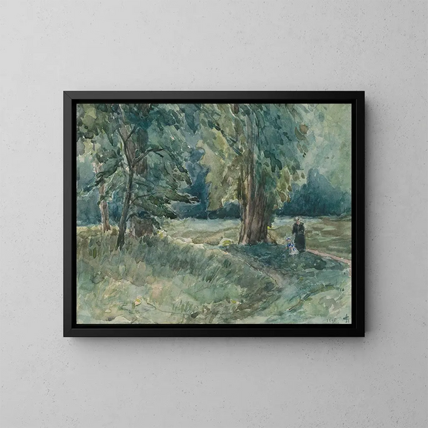 Madame Storm van s Gravesande née Clifford avec sa fille dans le parc de Bieberich - Carel Nicolaas Storm van 's Gravesande — kehystetty taideteos seinällä