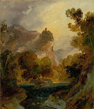 Carl Blechen - View of a river valley in the mountains with a castle on a high rock.webp