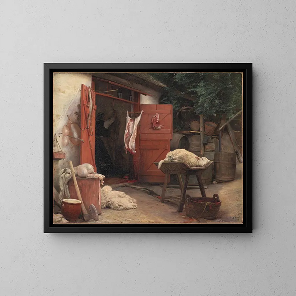 Un abattoir à Hellebk - Carl Bloch — kehystetty taideteos seinällä