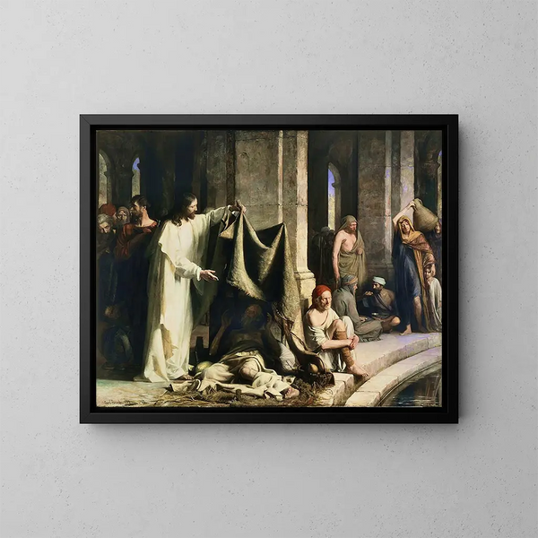 Le Christ guérissant à la piscine de Bethesda - Carl Bloch — kehystetty taideteos seinällä