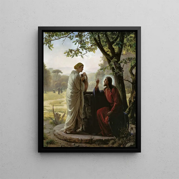 Nainen kaivolla - Carl Bloch — kehystetty taideteos seinällä
