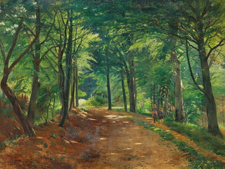 Carl Carlsen - Sommerdag i skoven med to brn p en sti.webp