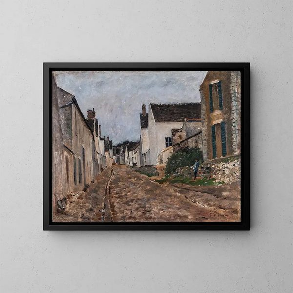 Rue de village français à Montigny - Carl Fredrik Hill — kehystetty taideteos seinällä