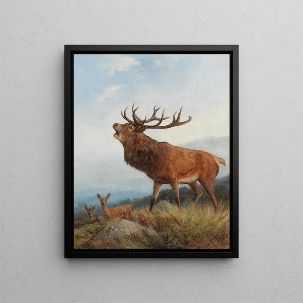 Un cerf bramant - Carl Friedrich Deiker — kehystetty taideteos seinällä