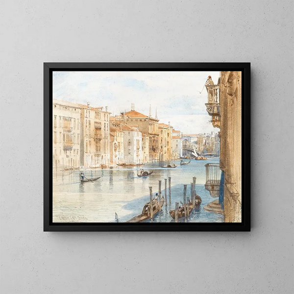 Grand Canal ja Rialto-silta - Carl Friedrich Heinrich Werner — kehystetty taideteos seinällä