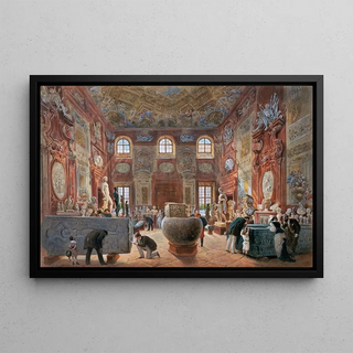 Carl Goebel the younger - Der groe Marmorsaal des Unteren Belvederes mit den Skulpturen der Antikensammlung.webp