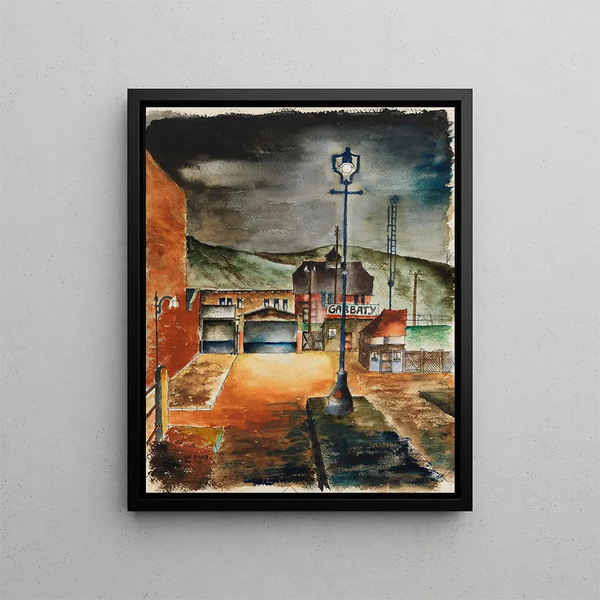 Maisons la nuit - Carl Grossberg — kehystetty taideteos seinällä