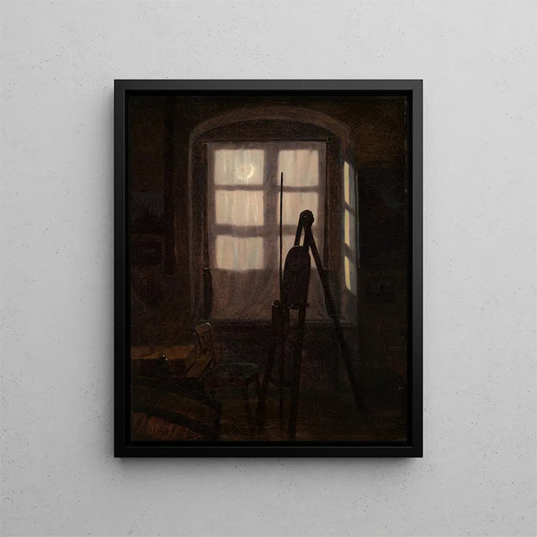 Ateljee taiteilijan kuunvalossa - Carl Gustav Carus — kehystetty taideteos seinällä