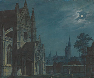 Carl Gustav Carus - Mondschein ber dem Hof einer gotischen Kirche mit reichem Mawerk.webp