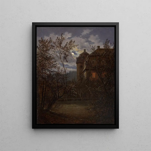Château de Milkel au clair de lune - Carl Gustav Carus — kehystetty taideteos seinällä