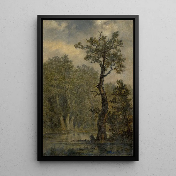 Maisemamaalaus metsänäkymä - Carl Gustav Carus — kehystetty taideteos seinällä