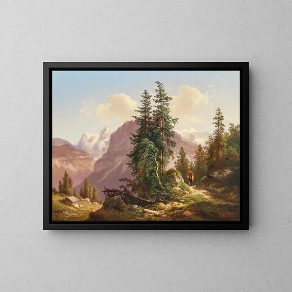 L'Eiger, le Mönch et le Silberhorn en Suisse - Carl Hasch — kehystetty taideteos seinällä
