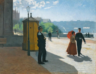Sotilaat Tukholman kansallismuseon edessä - Carl Hedelin — näkymä teoksesta
