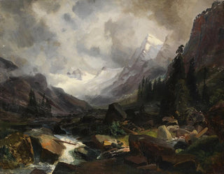 Vallée avec ruisseau de montagne - Carl Hummel — näkymä teoksesta