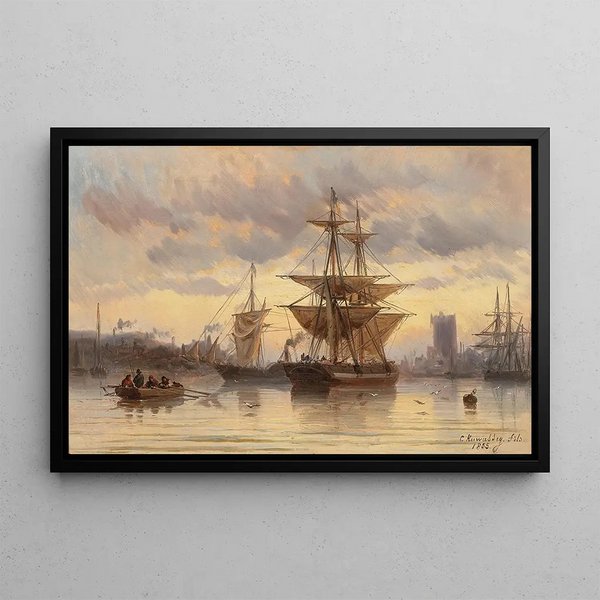 Carl Joseph Kuwasseg - Sailing Ships in a Harbour.webp