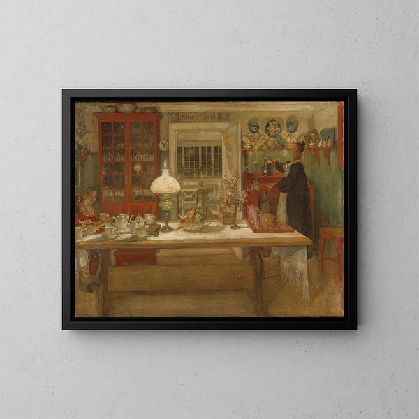 Valmistelu otteluun - Carl Larsson — kehystetty taideteos seinällä
