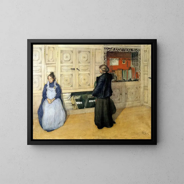 Äiti ja tytär - Carl Larsson — kehystetty taideteos seinällä