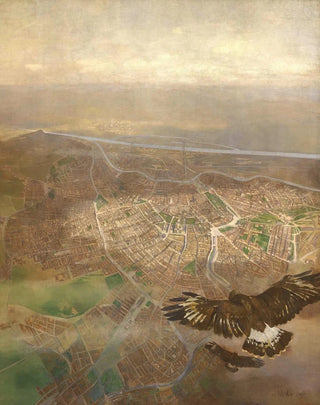 Carl Moll - Blick auf Wien aus der Ballonhhe von 3000m ber der Schnbrunner Gloriette.webp