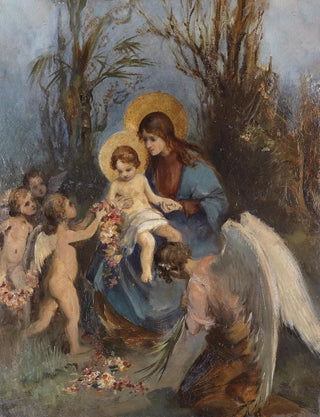 Carl Rahl - A Wreath Of Flowers For The Baby Jesus.webp