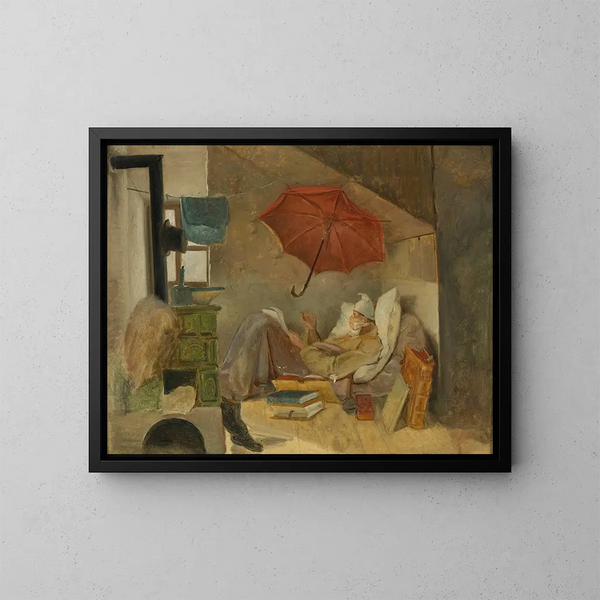 Le pauvre poète - Carl Spitzweg — kehystetty taideteos seinällä