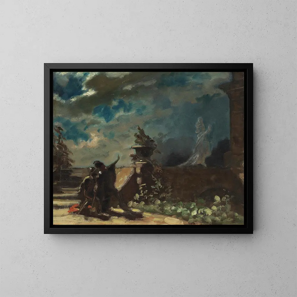 Hamlet ja hänen isänsä haamusta - Carl Spitzweg — kehystetty taideteos seinällä