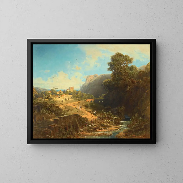 Maisema Italia - Carl Spitzweg — kehystetty taideteos seinällä