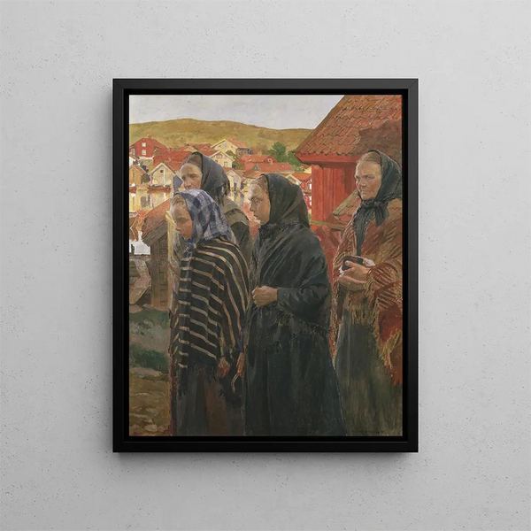 Kalastajattaret palaavat kirkosta - Carl Wilhelmson — kehystetty taideteos seinällä