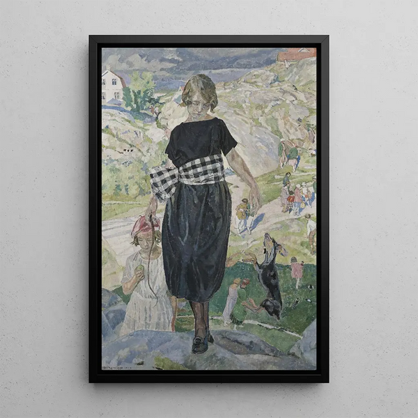 Maalauksen jäljennös Koiran hyppäävä maalaus - Carl Wilhelmson