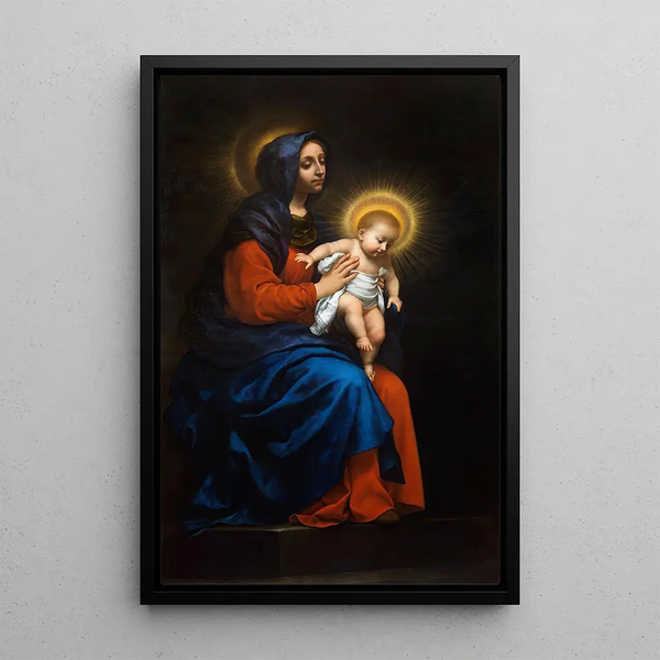 Madone lapsen kanssa - Carlo Dolci — kehystetty taideteos seinällä