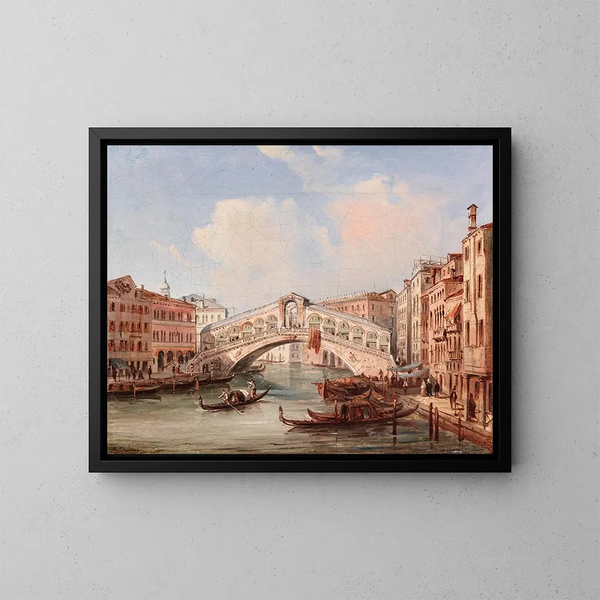 Venetsia, Rialto-silta - Carlo Grubacs — kehystetty taideteos seinällä