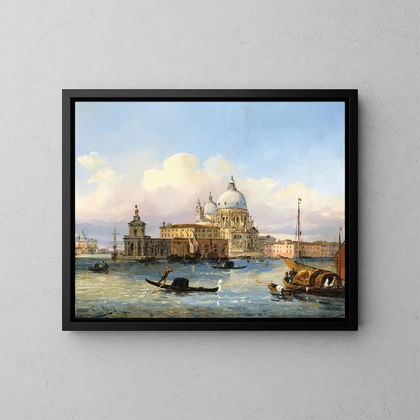 Venetsia, pääsy Grand Canalille Santa Maria della Salute ja Punta della Dogana - Carlo Grubacs — kehystetty taideteos seinällä