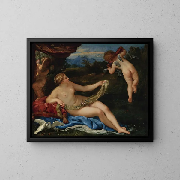 Venus ja Cupido - Carlo Maratti — kehystetty taideteos seinällä